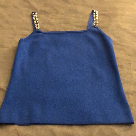 Michelle Antonelli 2pc Blue Sparkle Knit Top Set Woman Size Large Embellished - Picture 10 of 13